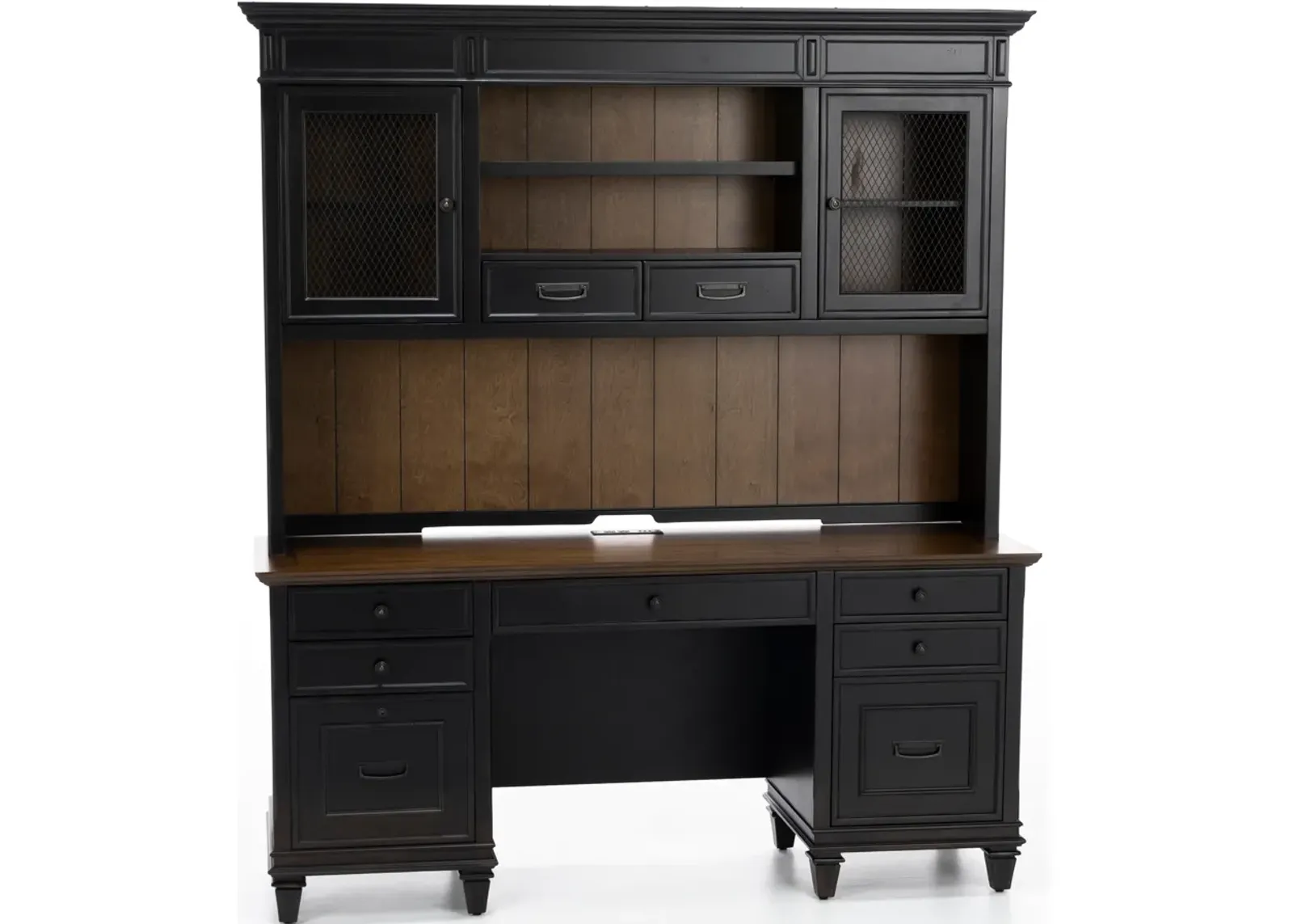 Estate Black Credenza and Hutch