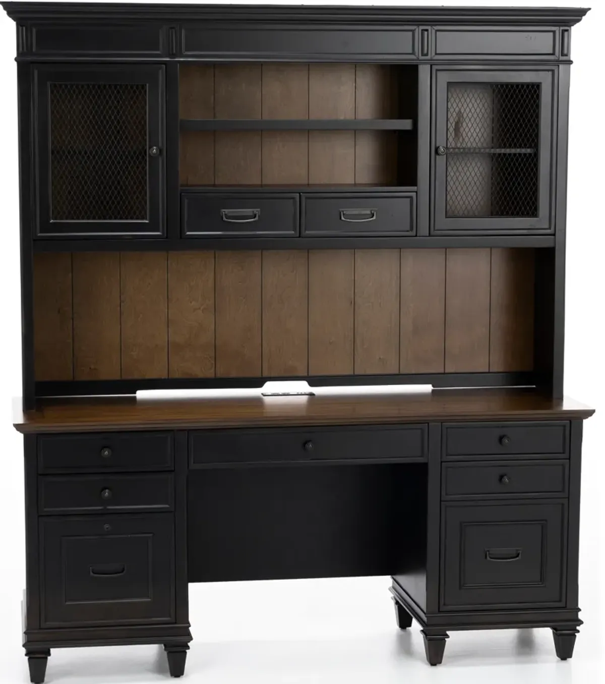 Estate Black Credenza and Hutch