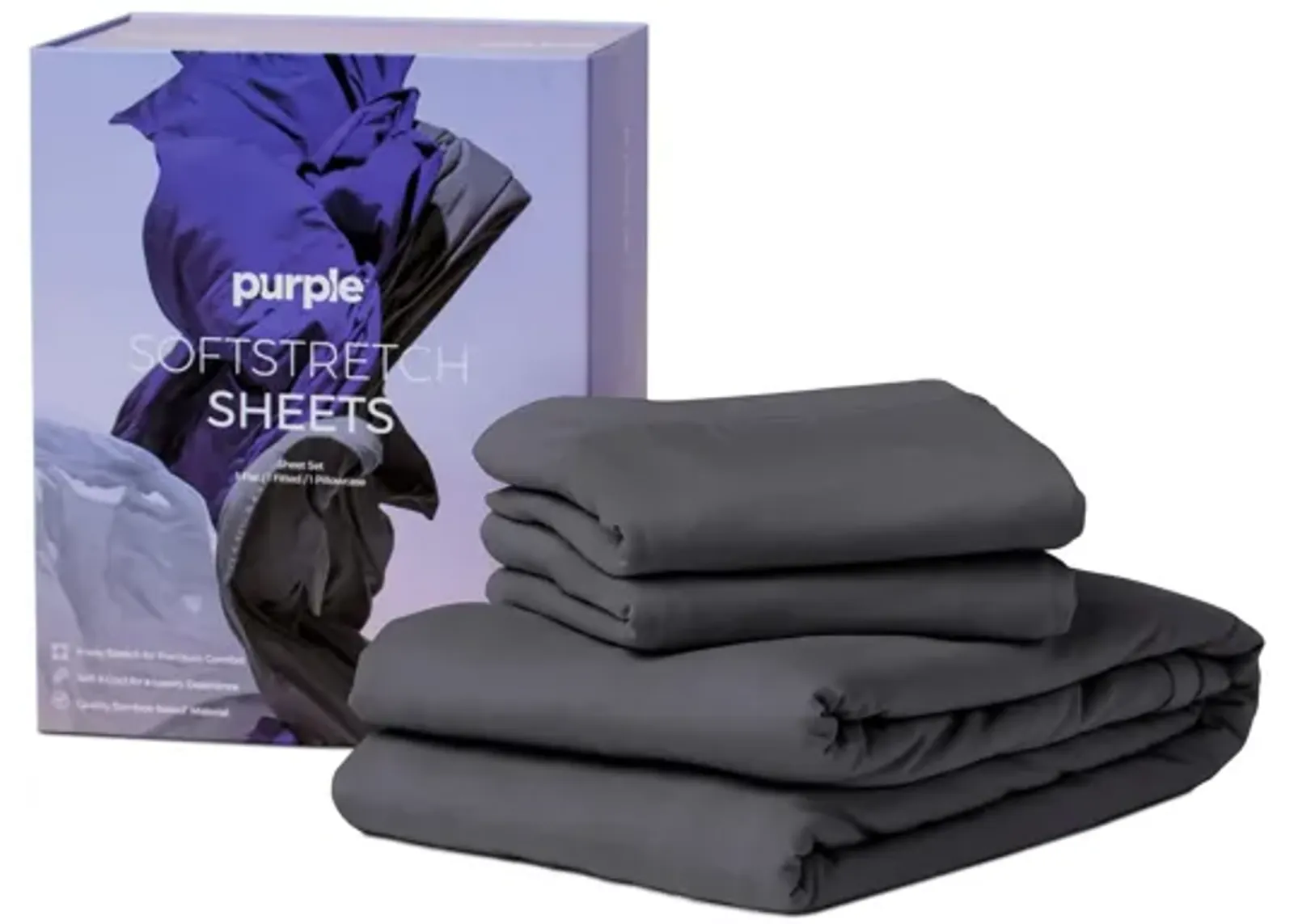 Purple Soft Stretch Full Sheet-Stormy Grey