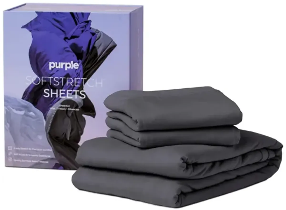 Purple Soft Stretch Full Sheet-Stormy Grey