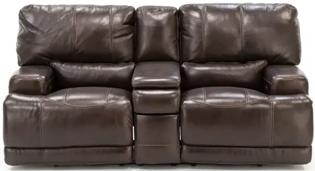 Placier 3-Pc. Leather Power Headrest Reclining Sectional in Coffee