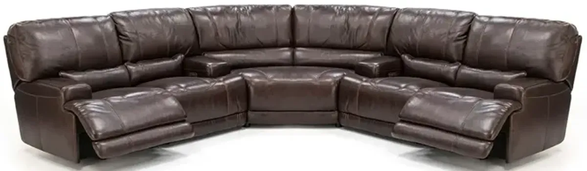 Placier 3-Pc. Leather Power Headrest Reclining Sectional in Coffee