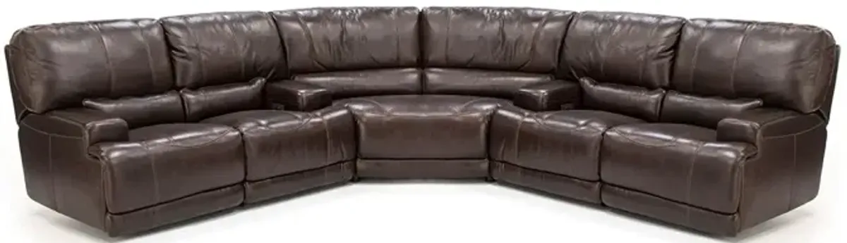 Placier 3-Pc. Leather Power Headrest Reclining Sectional in Coffee