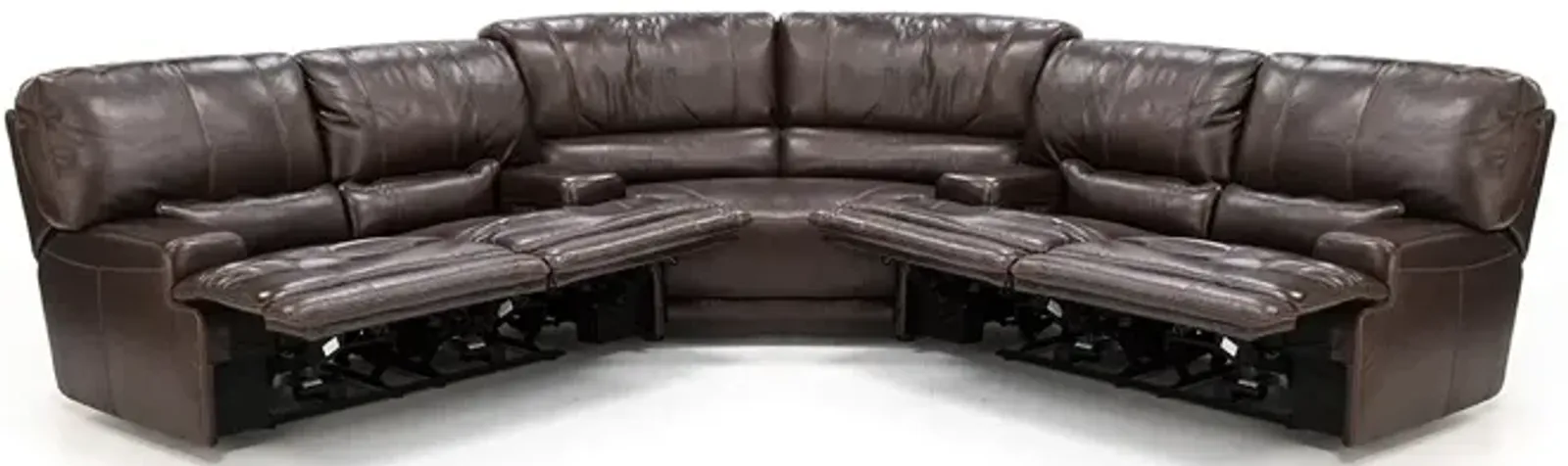 Placier 3-Pc. Leather Power Headrest Reclining Sectional in Coffee