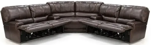 Placier 3-Pc. Leather Power Headrest Reclining Sectional in Coffee