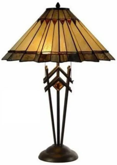 Crestview Pleated Tiffany-Style Glass Table Lamp 26"H