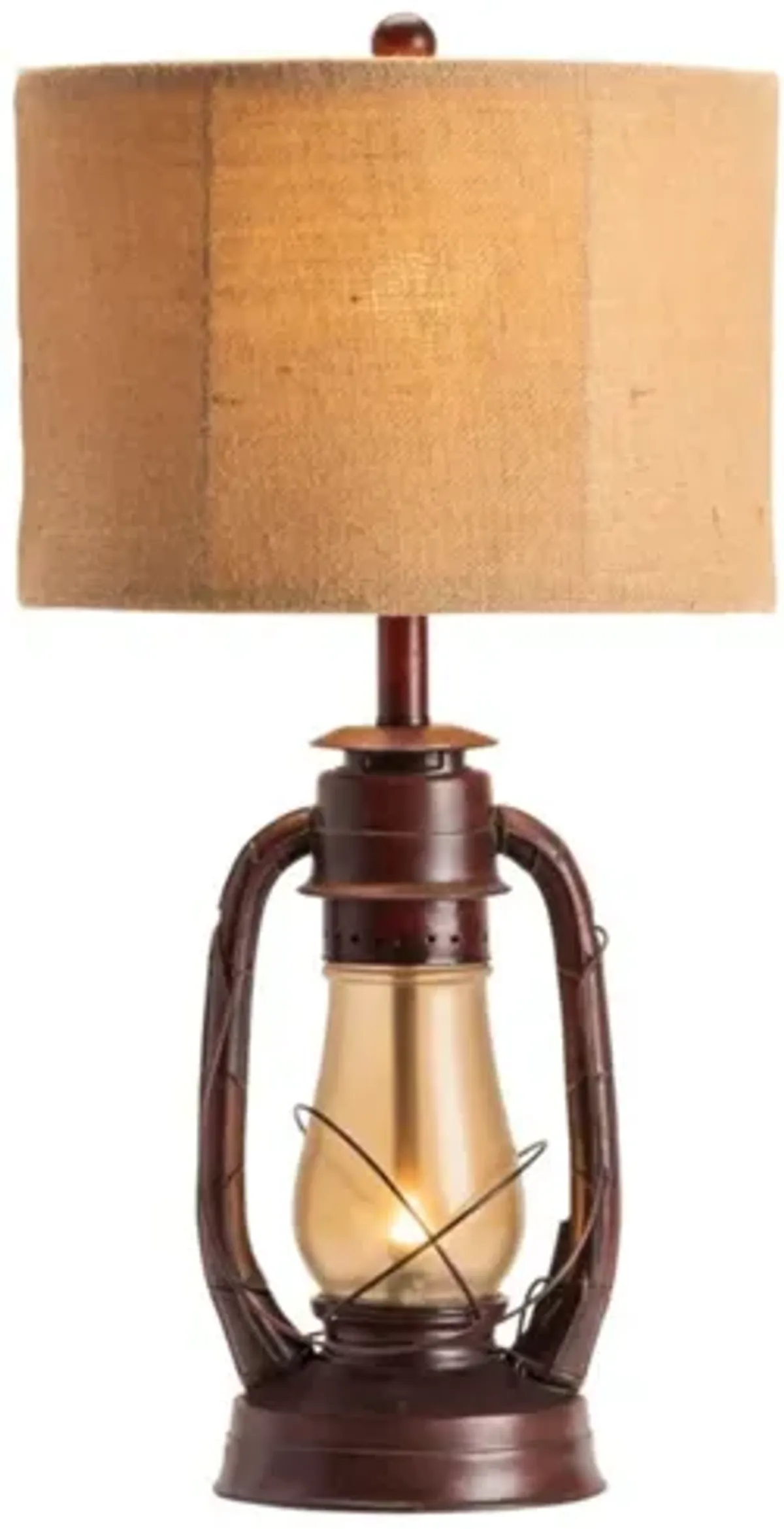 Rustic Red Lantern Table Lamp 28"H