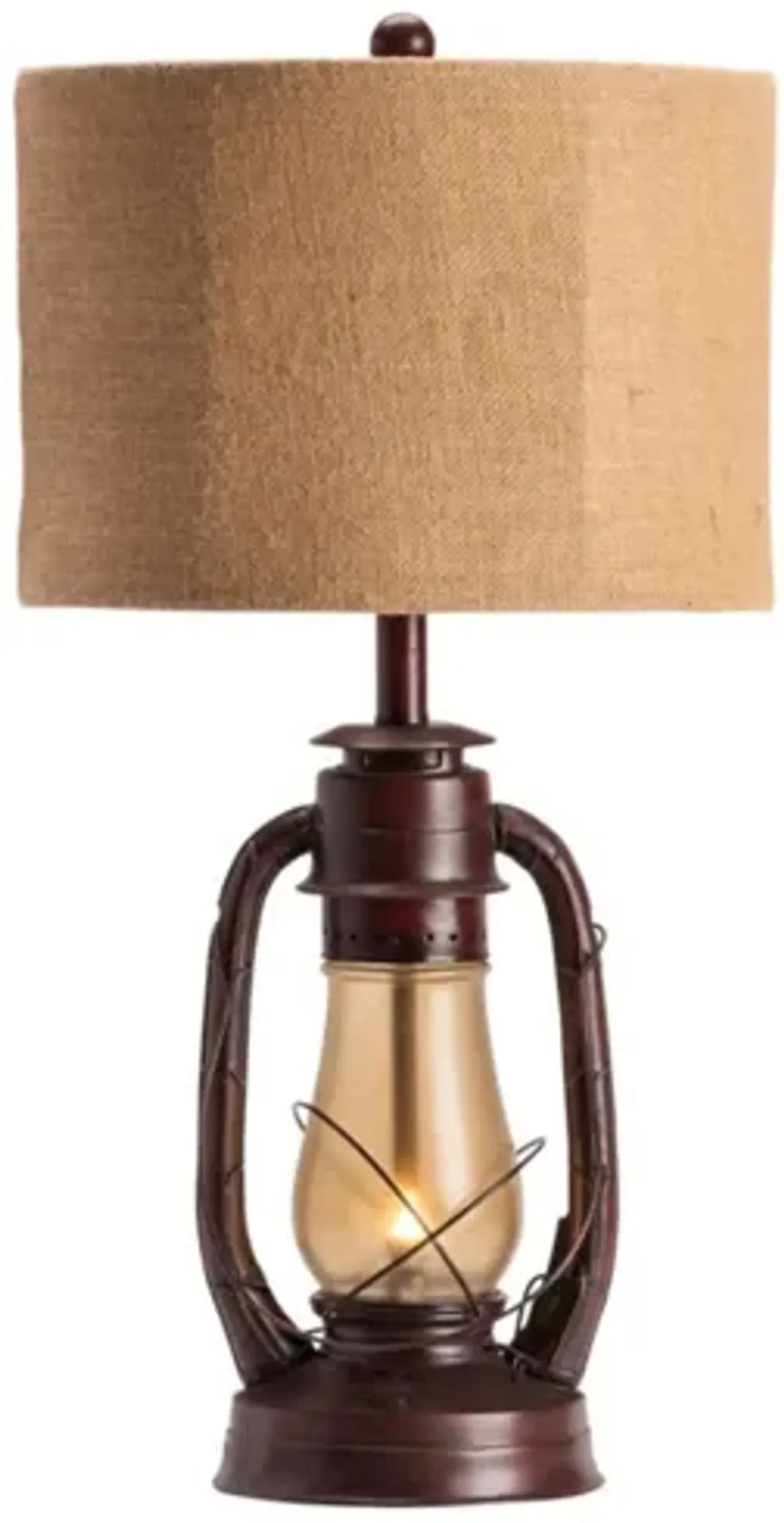 Rustic Red Lantern Table Lamp 28"H