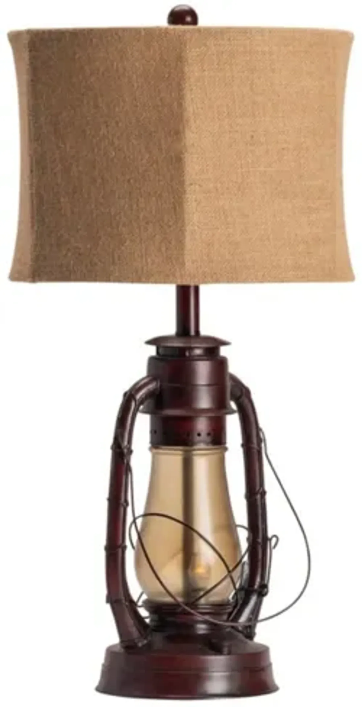 Rustic Red Lantern Table Lamp 28"H