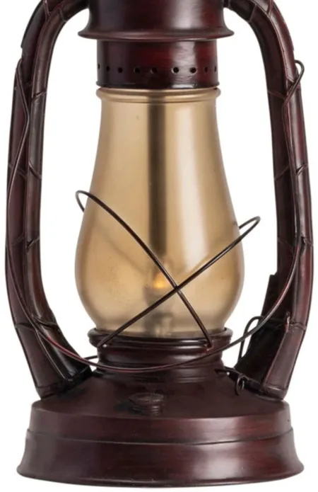 Rustic Red Lantern Table Lamp 28"H