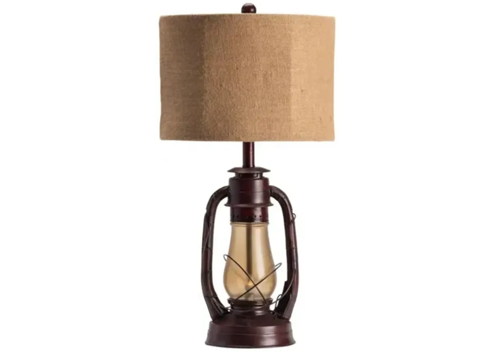 Rustic Red Lantern Table Lamp 28"H