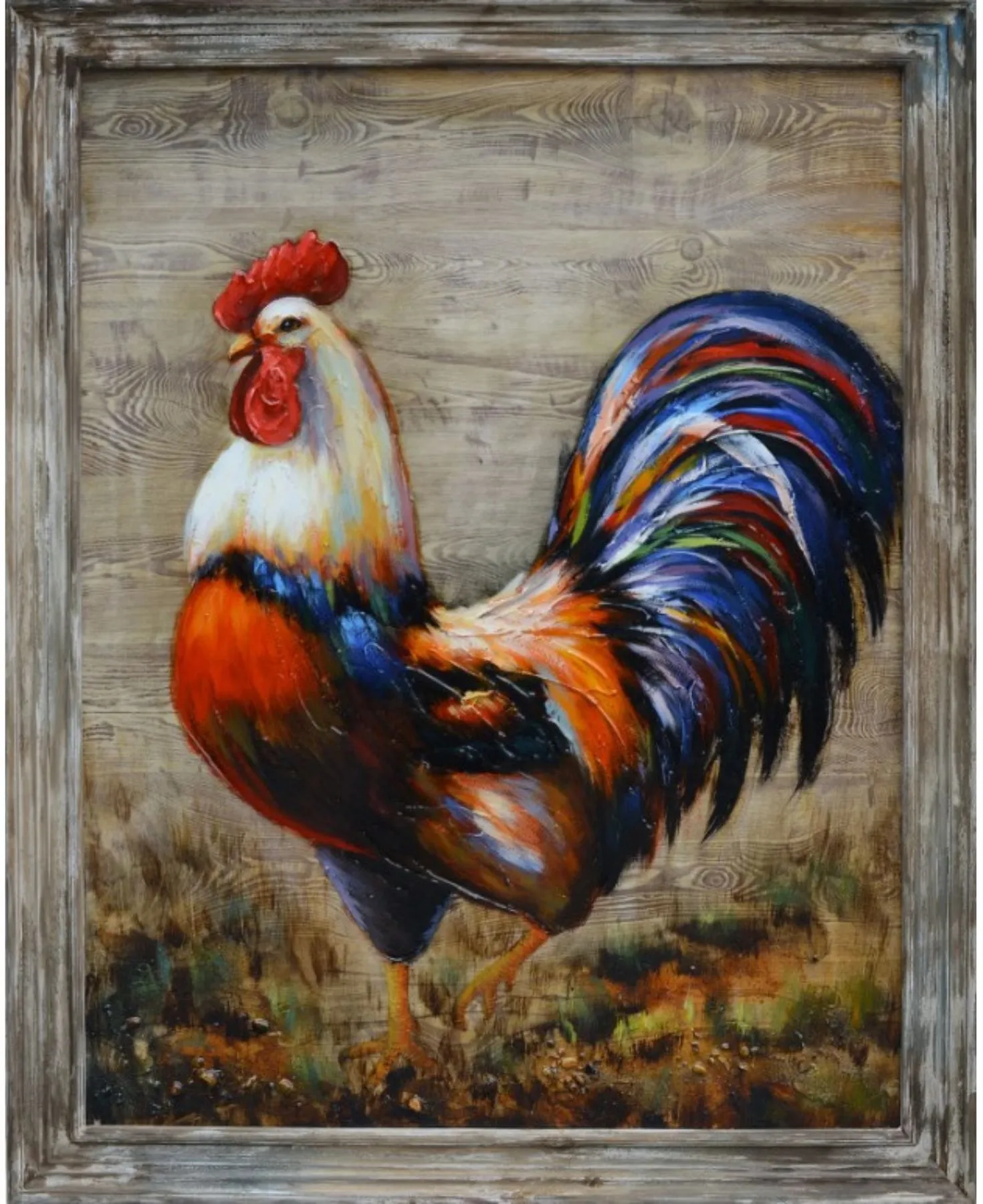 Rooster Framed Canvas 30"W x 40"H
