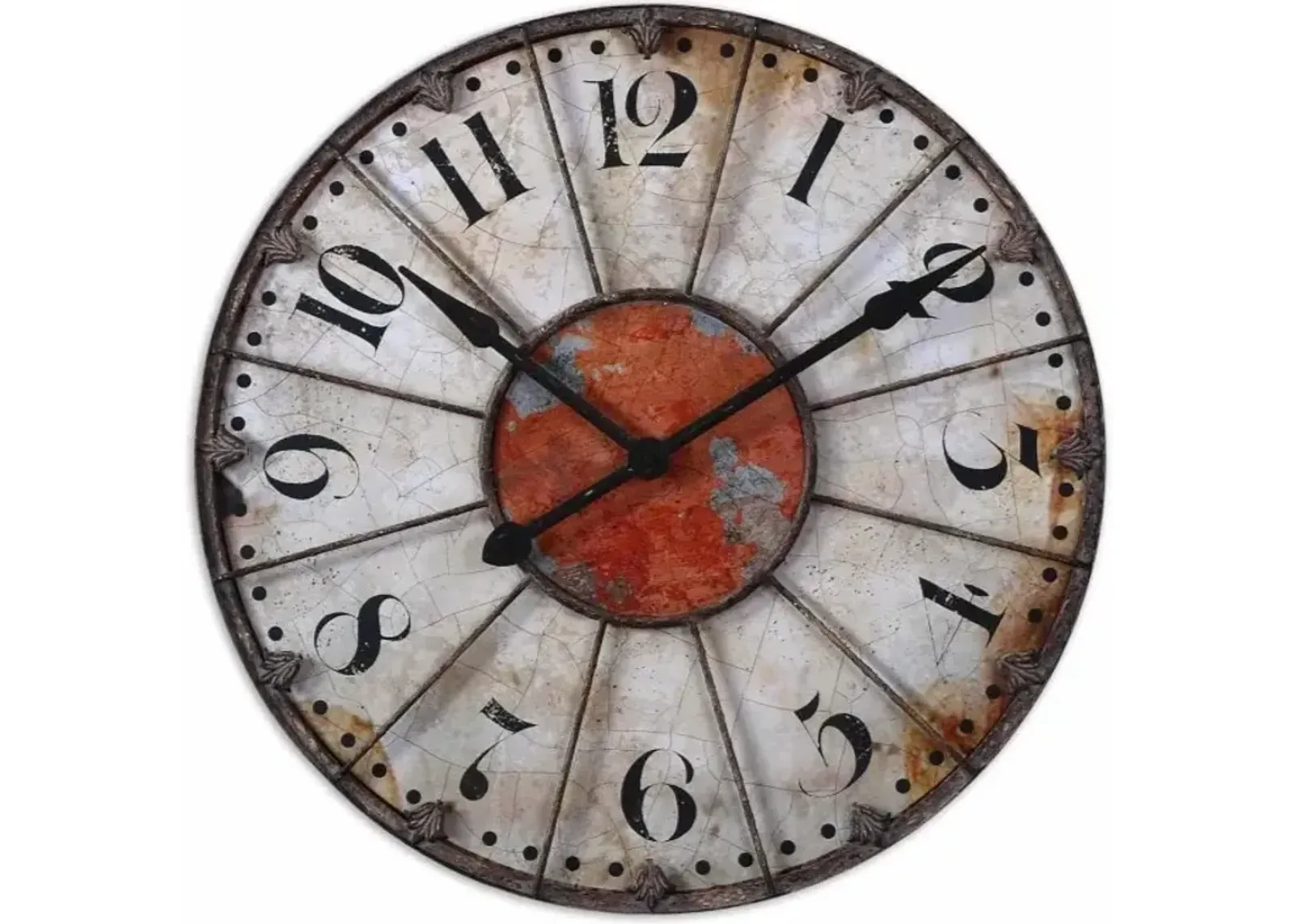 Ivory and Red Crackle Wall Clock 30" Round