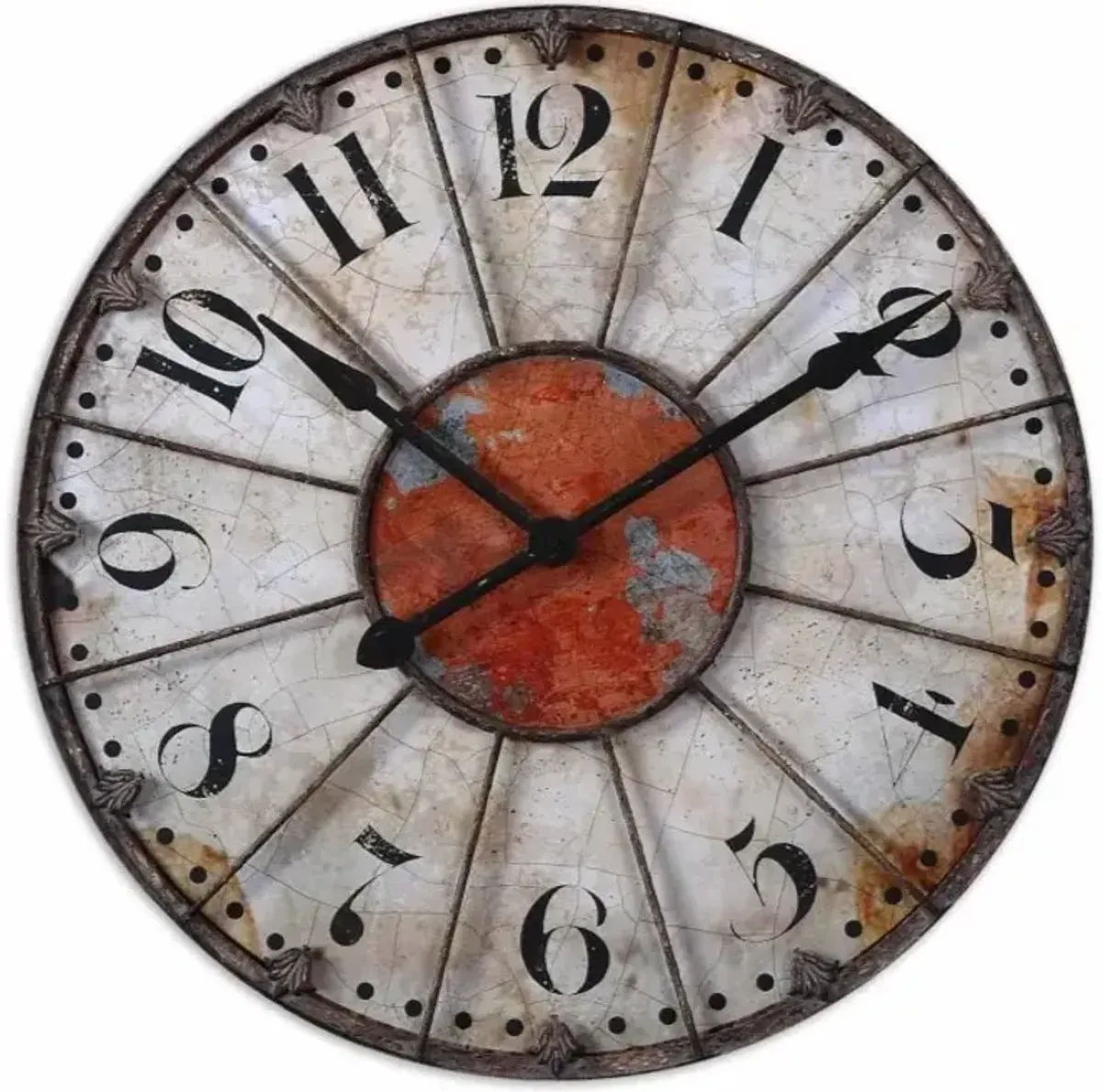 Ivory and Red Crackle Wall Clock 30" Round