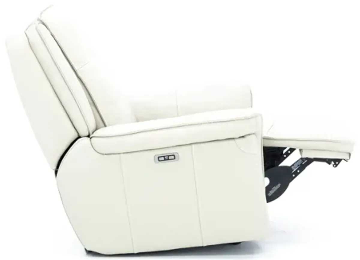 Arthur Leather Power Gliding Recliner in Ivory