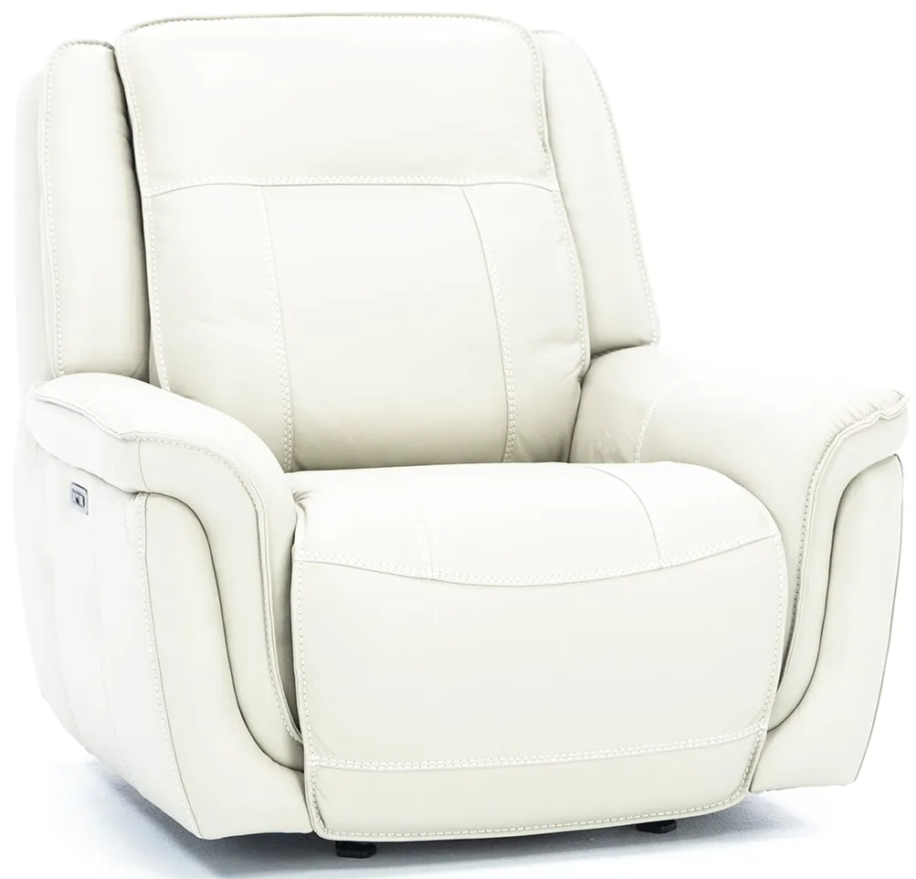 Arthur Leather Power Gliding Recliner in Ivory