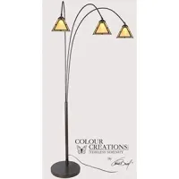 Libby Cream and Amber Tiffany-Style Glass 3-Lite Arc Floor Lamp 72"H