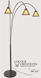 Libby Cream and Amber Tiffany-Style Glass 3-Lite Arc Floor Lamp 72"H