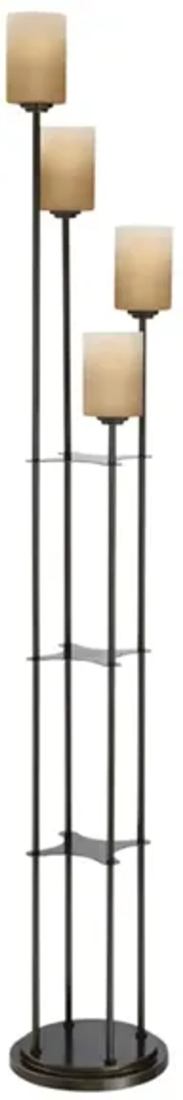 Dalton Dark Bronze with Amber Glass Shades 4-Lite Floor Lamp 71"H 