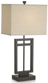 Bronze Metal Rectangular Table Lamp 31"H