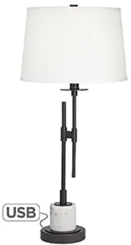 Metal and White Marble Table Lamp 33.5"H 