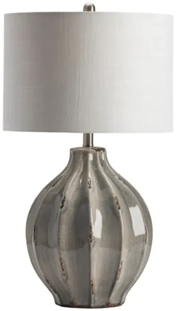 Distressed Gray Ceramic Table Lamp 28"H