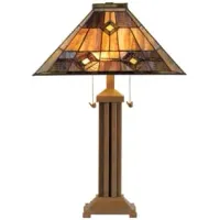 Hemlock Browns Tiffany-Style Glass Table Lamp 26"H