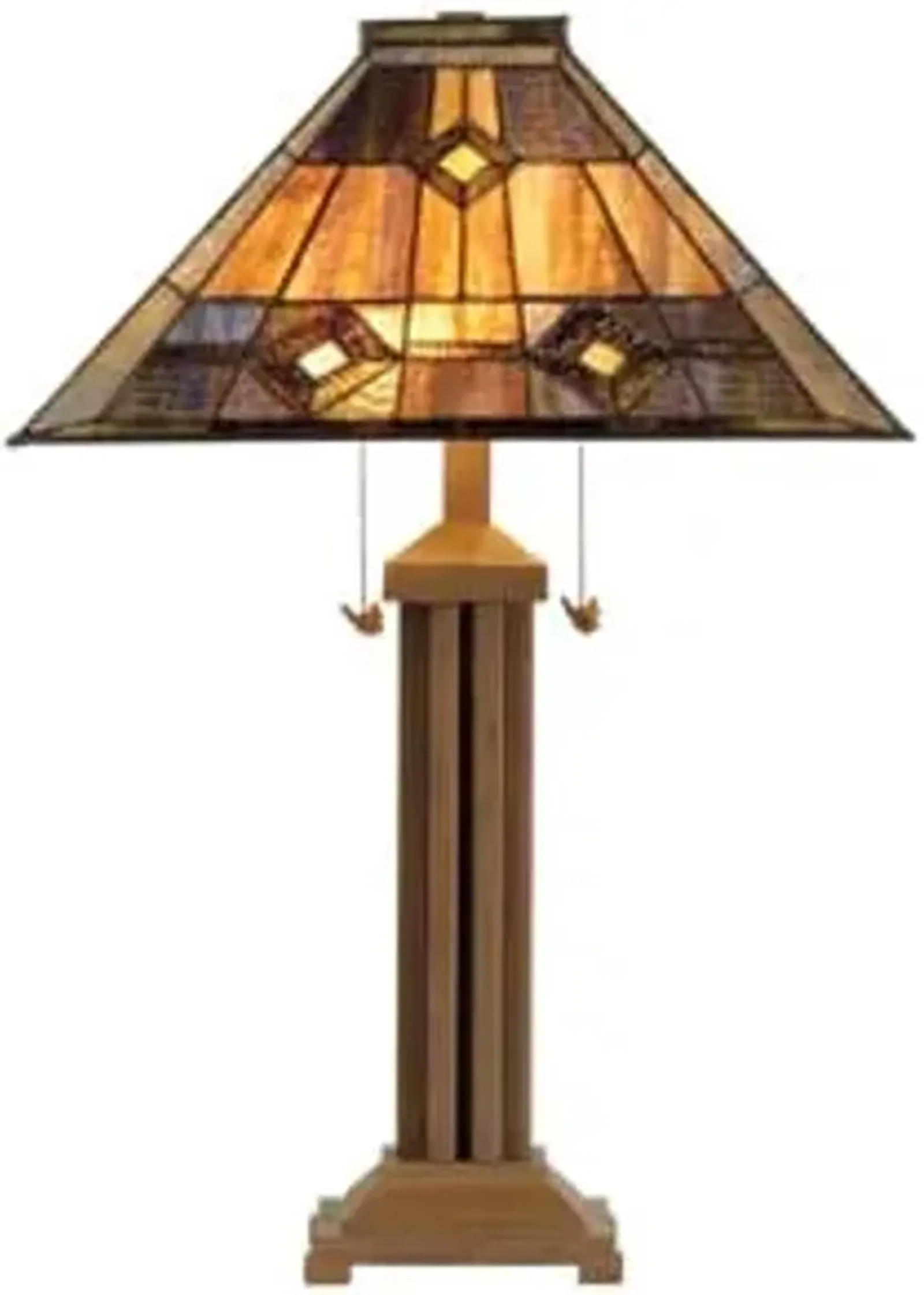 Hemlock Browns Tiffany-Style Glass Table Lamp 26"H