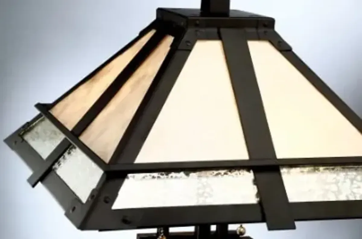 Bronze With Mica and Glass Tiffany Style Table Lamp 27"H