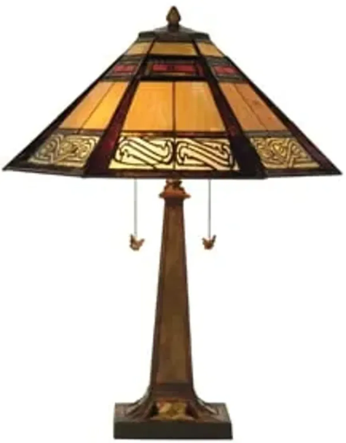 Addie Cream and Red Tiffany-Style Glass Table Lamp 25"H