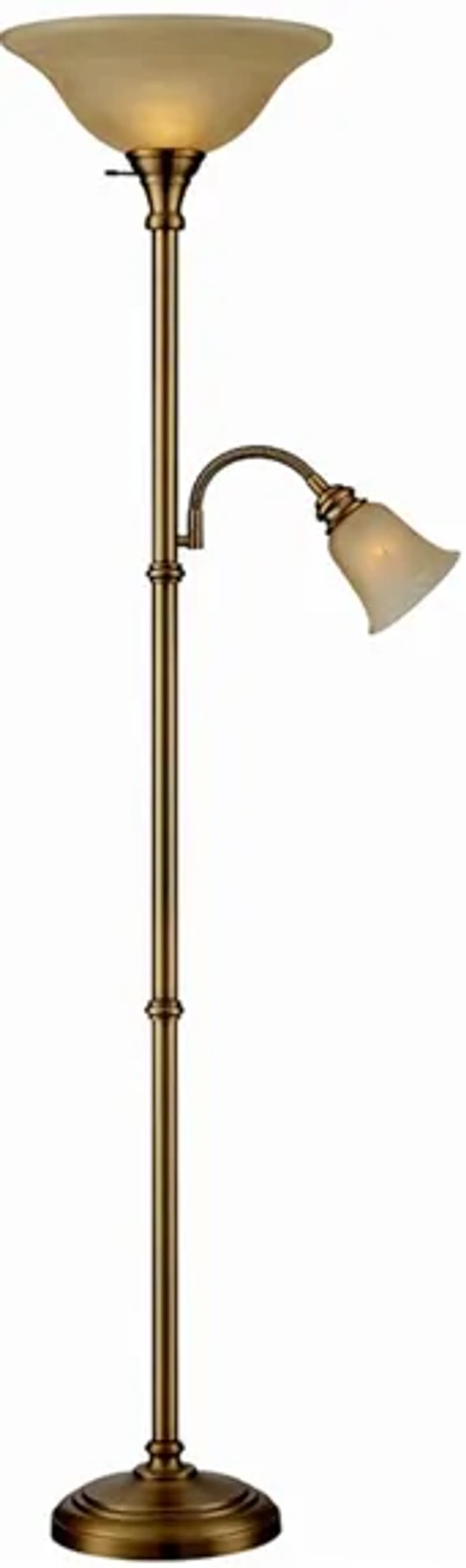 Henley Bronze With Amber Cloud Glass Torchiere and Reading Light 72"H