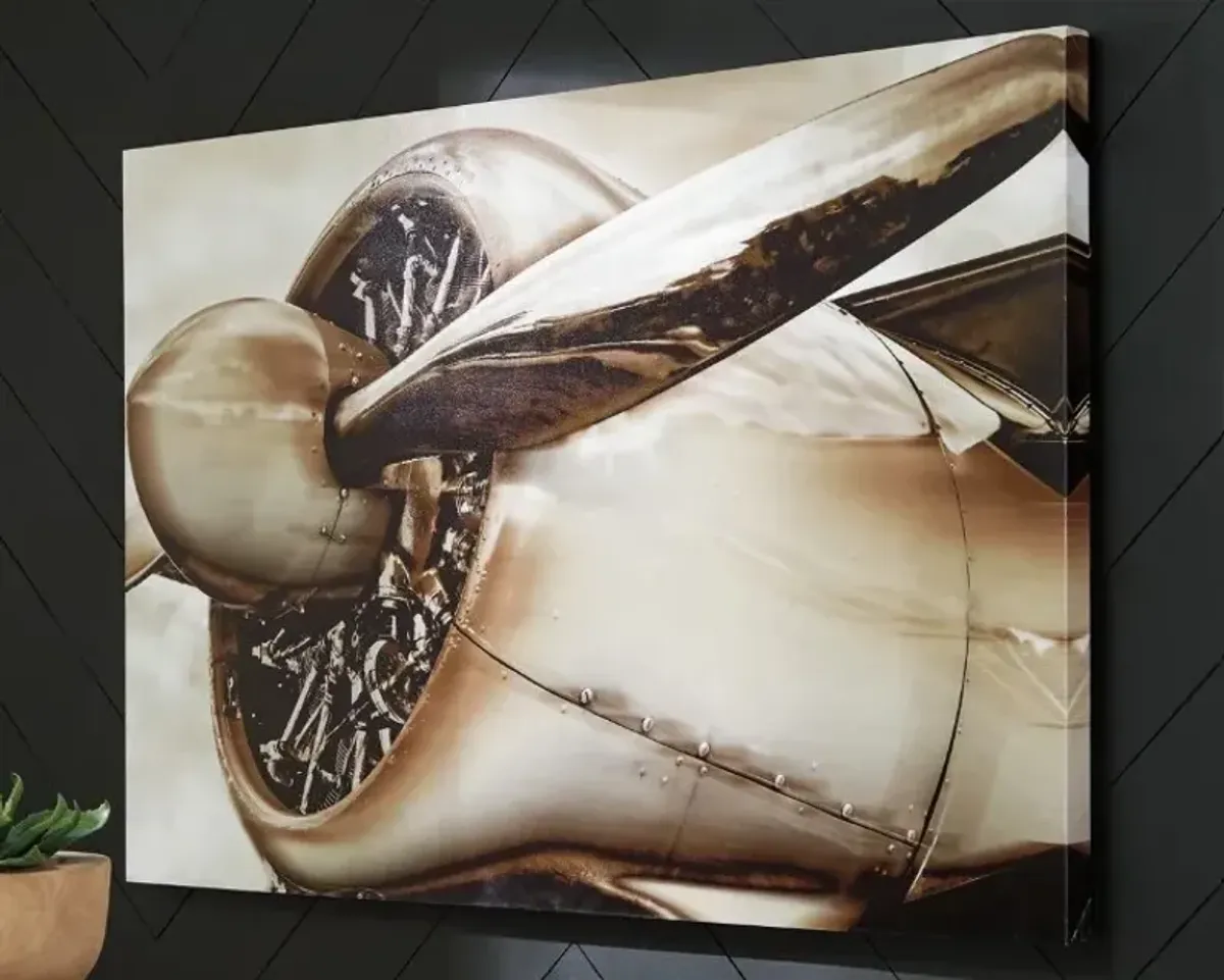 Airplane Engine With Propeller Canvas Art 72"W x 48"H