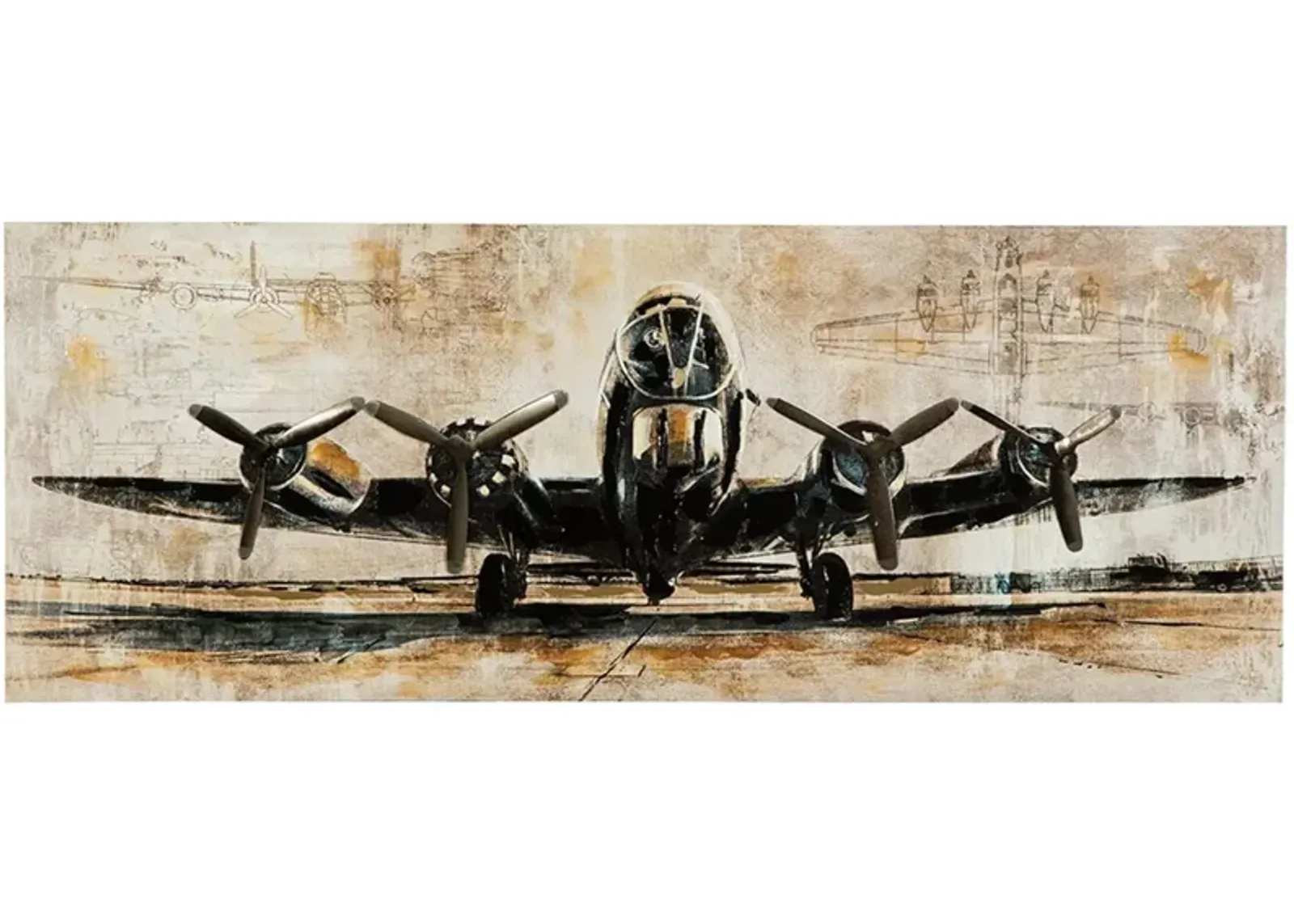 Airplane Canvas Wall Art 48"W x 18"H