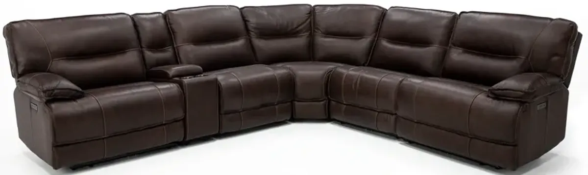 Mustang 6-Pc. Leather Power Headrest Reclining Modular 