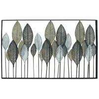 Black, Bronze, and Silver Metal Leaves Wall Décor 59"W x 37"H