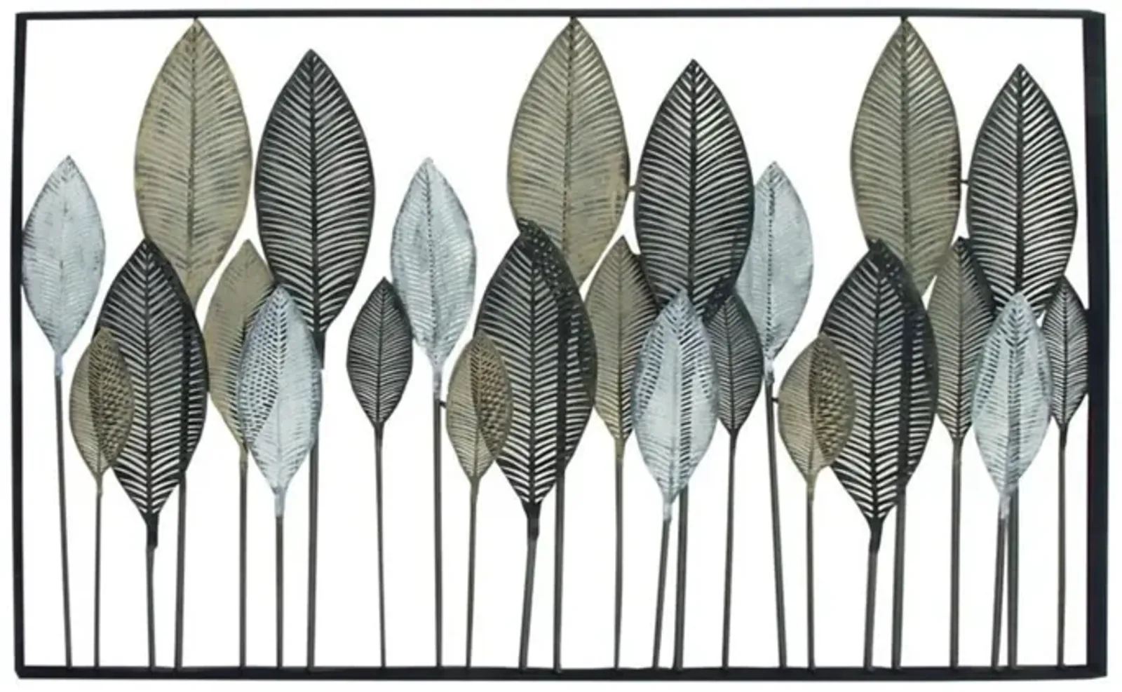 Black, Bronze, and Silver Metal Leaves Wall Décor 59"W x 37"H