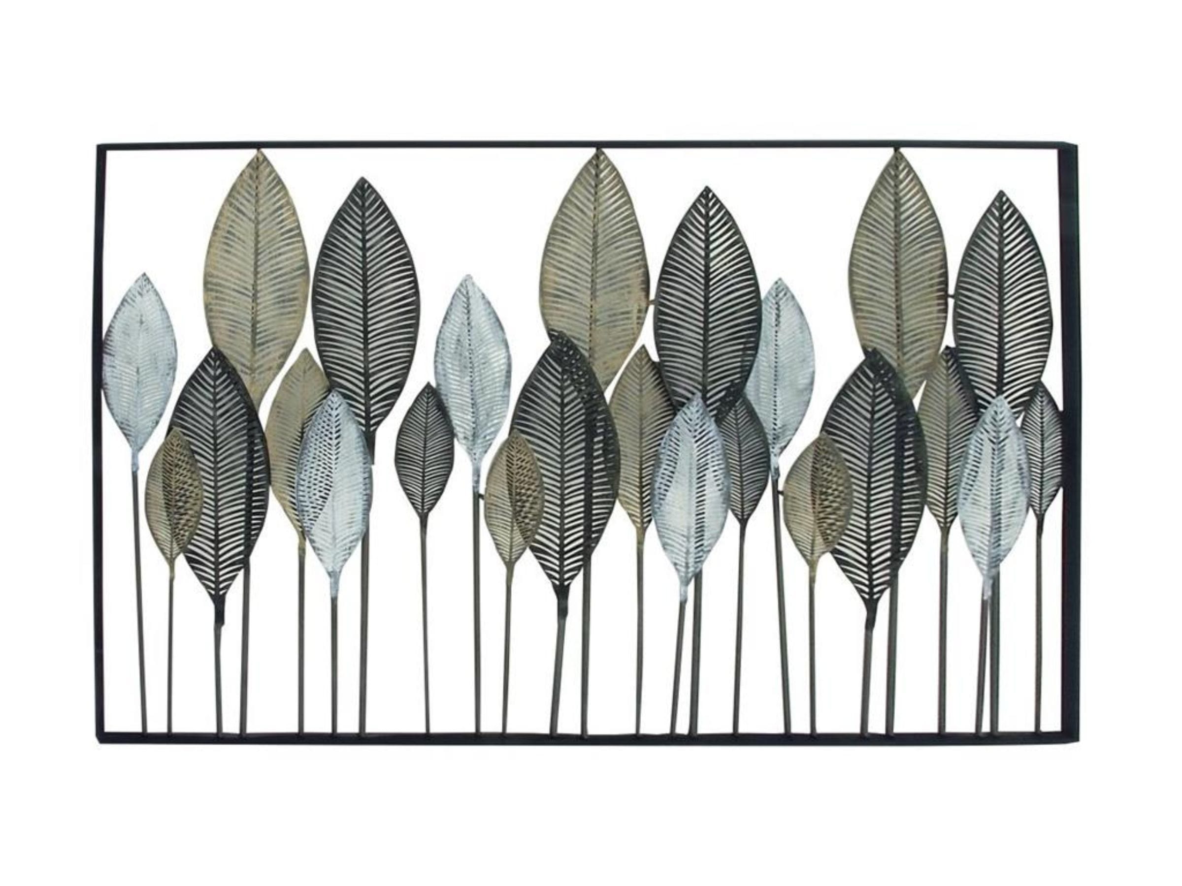 Black, Bronze, and Silver Metal Leaves Wall Décor 59"W x 37"H