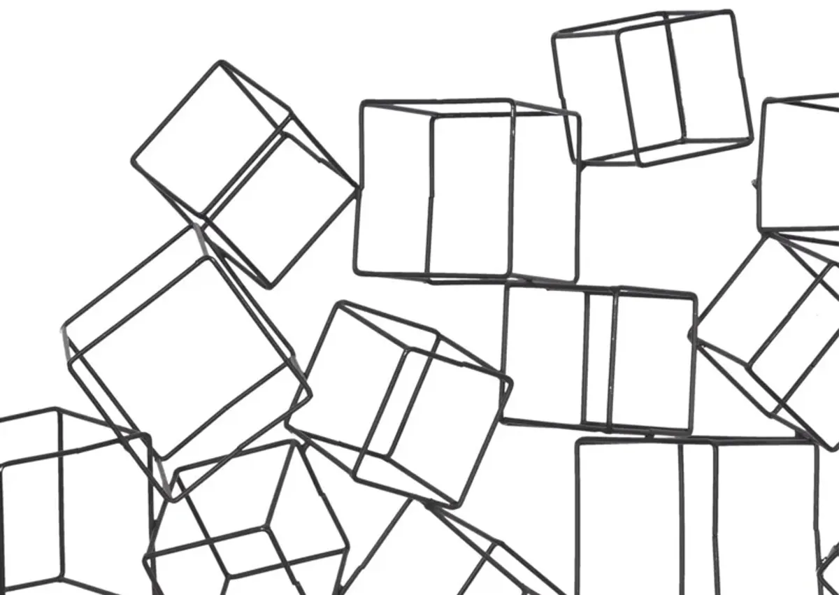 Black Metal Cube Wall Decor 48"W x 27"H