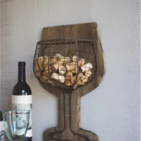 Wood and Wire Wine Wall Cork Holder 12"W x 18"H