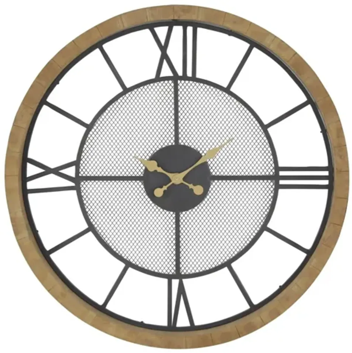 Wood and Metal Screen Wall Clock 40" Round