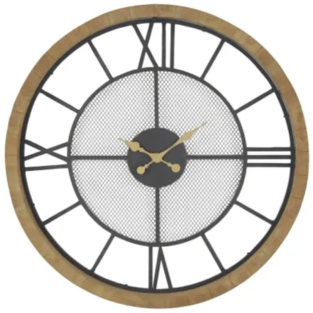 Wood and Metal Screen Wall Clock 40" Round