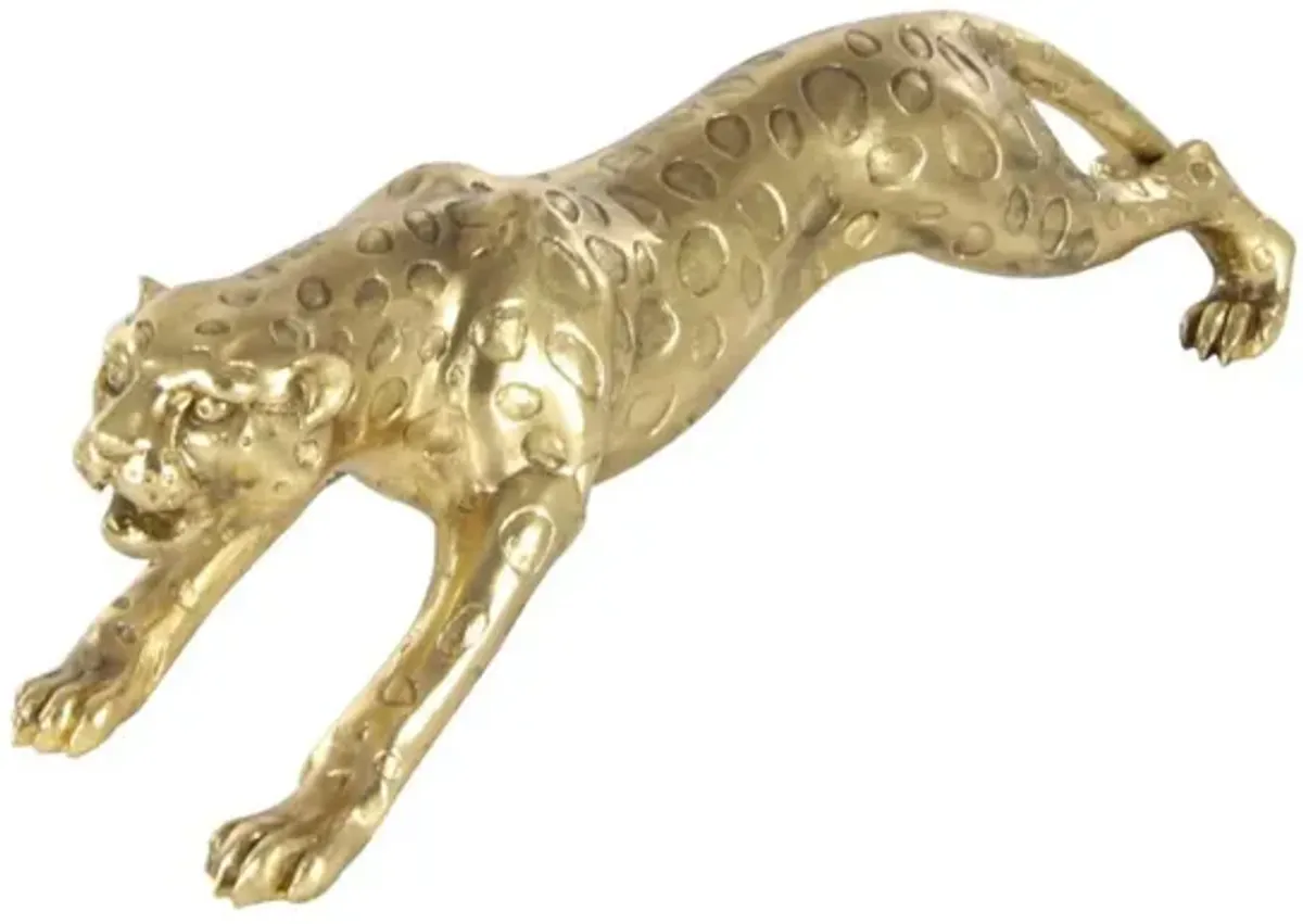 Gold Bling Leopard Statue 34"W x 8"H