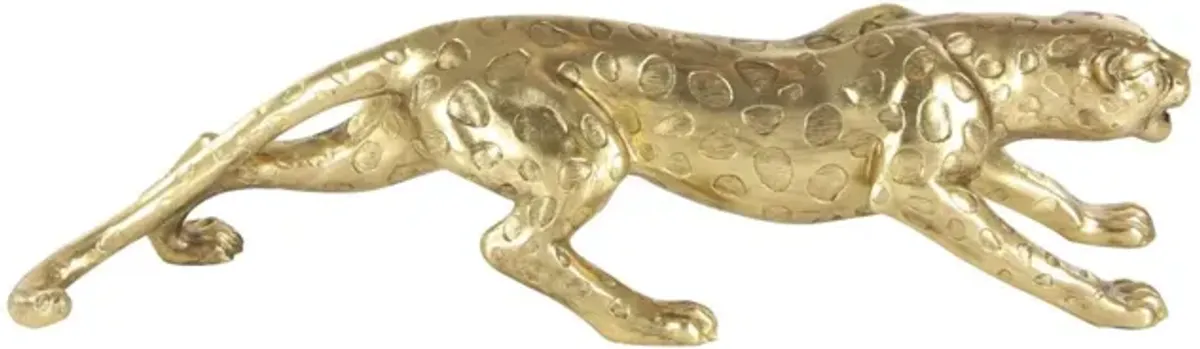 Gold Bling Leopard Statue 34"W x 8"H