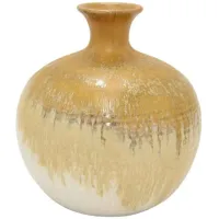 Small Mustard Ceramic Vase 8"W x 8.5"H