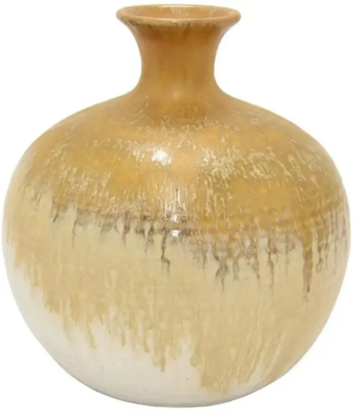Small Mustard Ceramic Vase 8"W x 8.5"H