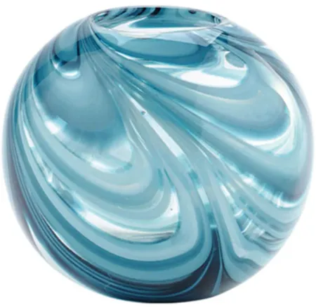 Blue Swirl Glass Vase 8"W x 7"H