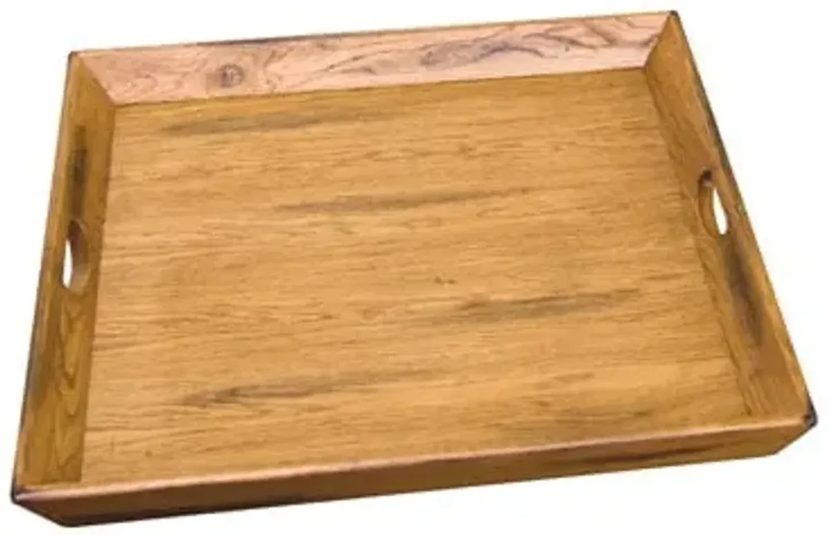 Oversized Rustic Oak Wood Ottoman Tray 28"W x 28"L