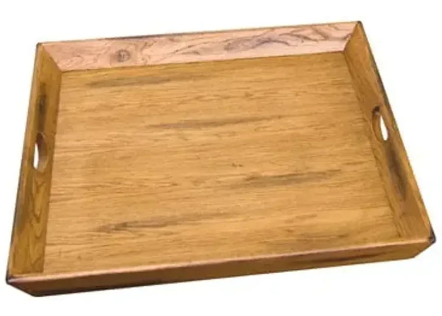 Oversized Rustic Oak Wood Ottoman Tray 28"W x 28"L