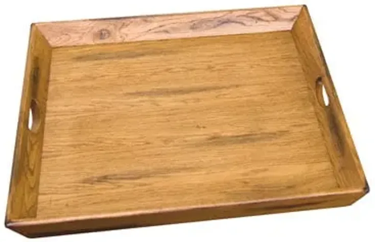 Oversized Rustic Oak Wood Ottoman Tray 28"W x 28"L