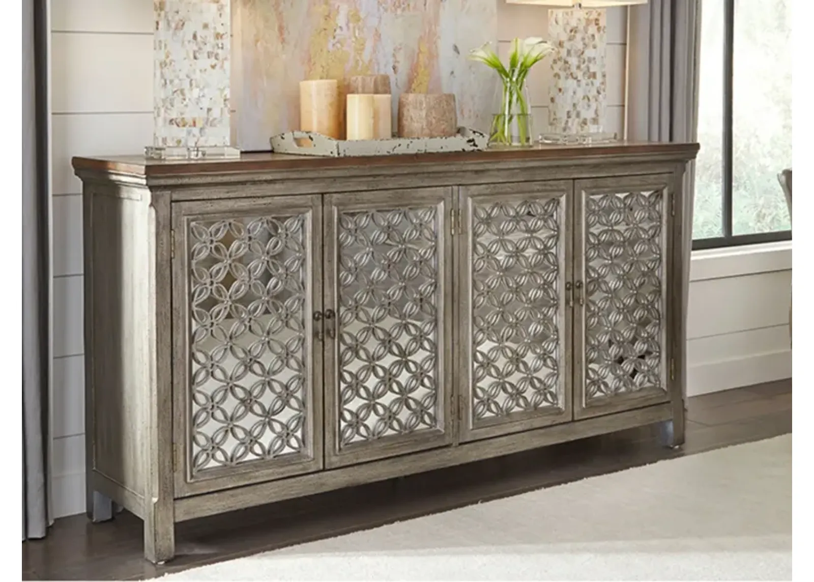 Eclectic Collection Grey 4 Door Cabinet